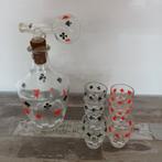 Vintage Glazen Karaffenset met Speelkaarten Design, Ophalen of Verzenden, Gebruikt, Speelkaart(en)