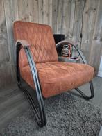 Industriële fauteuil Ivy eco-leer cognac, Ophalen, 75 tot 100 cm, Zo goed als nieuw, Leer