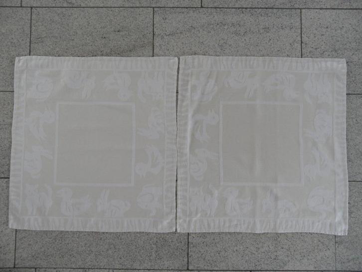2x 100% katoenen theedoeken met dieren afbeelding, Huis en Inrichting, Keuken | Textiel, Nieuw, Theedoek of Handdoek, Beige, Verzenden