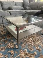 Glazen Salontafel met Metalen Frame, Ophalen, Gebruikt, 100 tot 150 cm, Glas