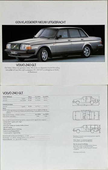 Folder flyer. Volvo 240 GLT klassieker opn.uitgebracht 2 blz beschikbaar voor biedingen