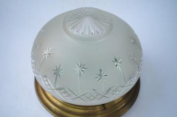 plafonnière giso mat glas geslepen kap vintage messing beschikbaar voor biedingen