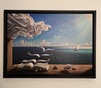 BOEK EN VOGELS AAN ZEE print op canvas, Antiek en Kunst, Ophalen