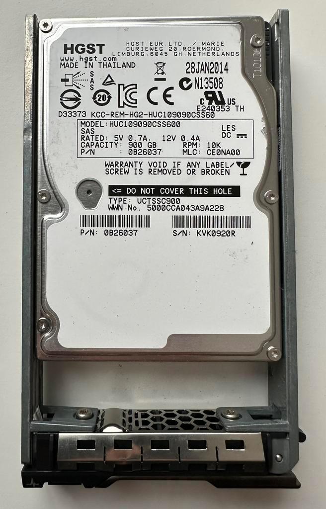 8 stuks HGST 900GB 10K SAS 2.5” + Dell hot-swap caddy, Computers en Software, Harde schijven, Gebruikt, Server, Intern, HDD, SAS