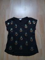 Een leuk zwart shirt met strassteentjes in maat M., H&M, Zwart, Zo goed als nieuw, Korte mouw