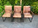 Eetkamerstoelen bruin industrieel leer en staal, Huis en Inrichting, Stoelen, Ophalen, Gebruikt, Leer, Industrieel