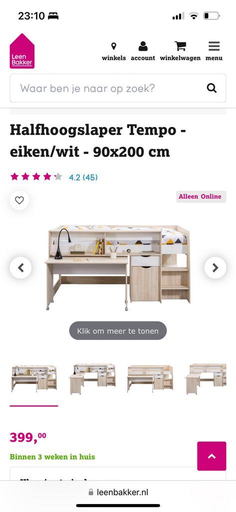 Bed en kast tempo leen bakker, Huis en Inrichting, Slaapkamer | Bedden, Zo goed als nieuw, Eenpersoons, 200 cm, Hout, Ophalen