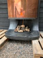 Gas- en houthaard met koperen bovenplaat, Huis en Inrichting, Haarden, Ophalen of Verzenden, Gebruikt, Vrijstaande haard, Gashaard