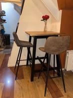 Hoge Eettafel van Acaciahout (IKEA SKOGSTA) + Stoelen, Ophalen, Gebruikt, 100 tot 150 cm, 50 tot 100 cm