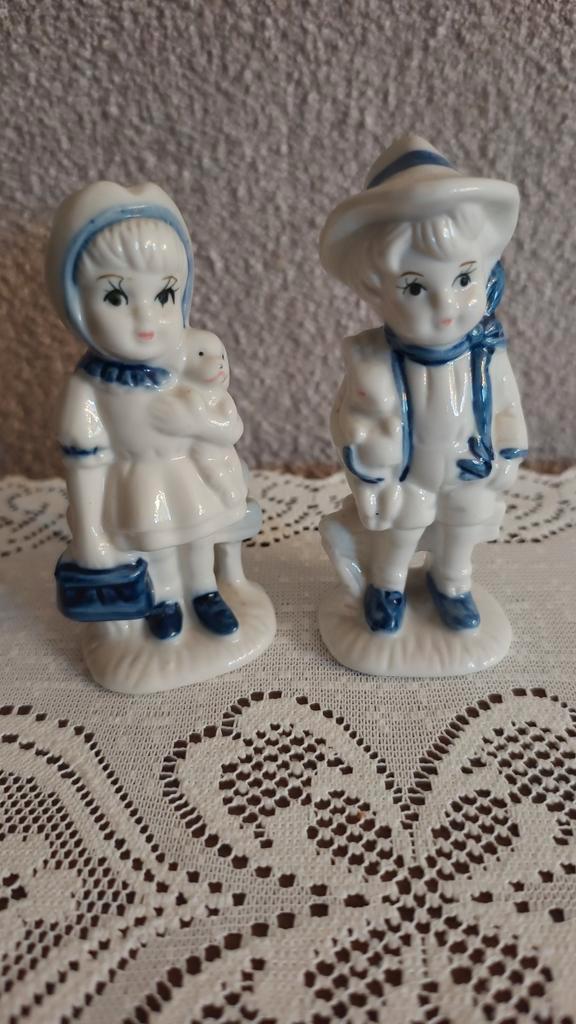 Mooie porseleinen set Delfts Blauw van jongen & meisje, Antiek en Kunst, Antiek | Keramiek en Aardewerk, Ophalen of Verzenden