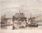 Alphen Gezicht op Alphen aan den Rijn Litho Mieling 1863, Antiek en Kunst, Kunst | Etsen en Gravures, Ophalen of Verzenden