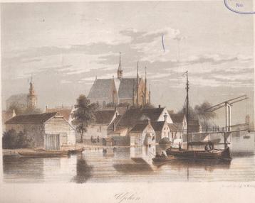 Alphen Gezicht op Alphen aan den Rijn Litho Mieling 1863 beschikbaar voor biedingen
