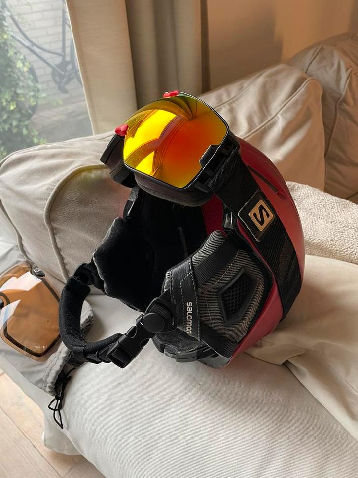 Salomon ski helm/skihelm met goggle+2 lenzen maat M 56-59 cm, Sport en Fitness, Skiën en Langlaufen, Zo goed als nieuw, Overige typen