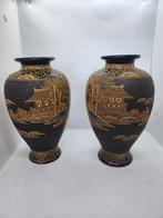 Japans Satsuma vazen paar, Meiji periode, Antiek en Kunst, Antiek | Vazen, Ophalen of Verzenden