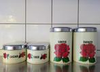 4 vintage Brabantia voorraadblikken met roos, Ophalen, Gebruikt, Koffie, Overige merken