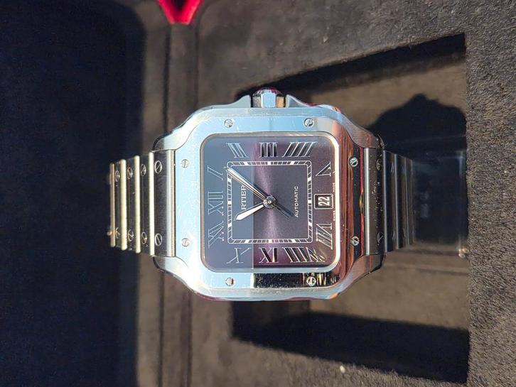 Cartier Santos xl Green Dial Full set, Sieraden, Tassen en Uiterlijk, Horloges | Heren, Zo goed als nieuw, Overige merken, Staal