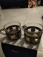 Zilveren theeglazen houder,  glas Durobor - 2 stuks, Antiek en Kunst, Ophalen of Verzenden