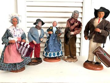Vintage poppen Provence steengoed dorpsbewoners kerststal beschikbaar voor biedingen