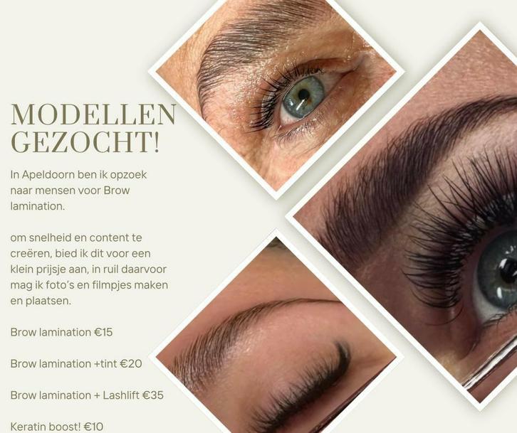 Modellen gezocht voor brow lamination / wenkbrauw lift, Sieraden, Tassen en Uiterlijk, Uiterlijk | Gezichtsverzorging, Nieuw, Ogen