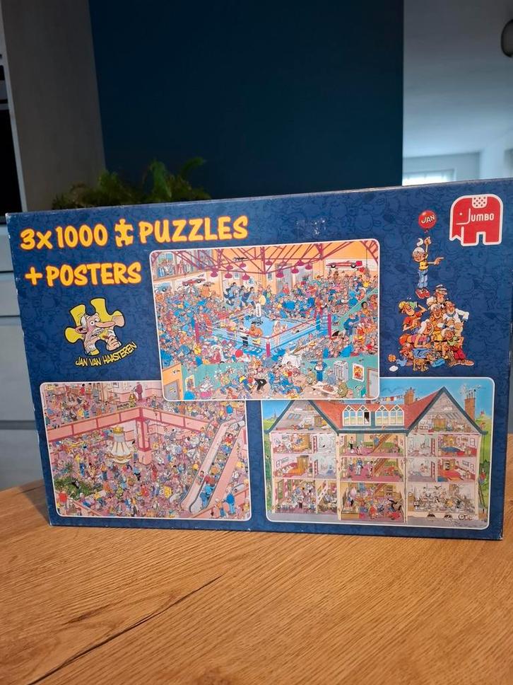 Van Haasteren 3x1000 Puzzels in Doos, Hobby en Vrije tijd, Denksport en Puzzels, Zo goed als nieuw, 500 t/m 1500 stukjes, Ophalen of Verzenden