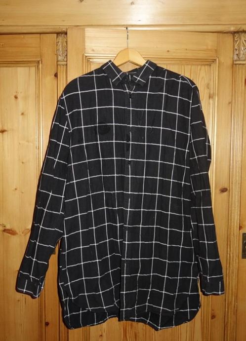 Zwart wit geruit overhemd H&M maat L, Kleding | Heren, Overhemden, Zo goed als nieuw, Halswijdte 41/42 (L), Zwart, Ophalen of Verzenden