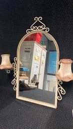 Vintage spiegel met lampen en kapjes, Ophalen of Verzenden, Minder dan 50 cm, Minder dan 100 cm