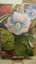Frans Hoekman Trompetbloem Schilderij 80x100cm, Antiek en Kunst, Ophalen of Verzenden