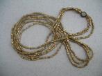 Ketting 3 Strengen Kralen in Goud- en Hout tinten Vintage, Sieraden, Tassen en Uiterlijk, Antieke sieraden, Ophalen of Verzenden