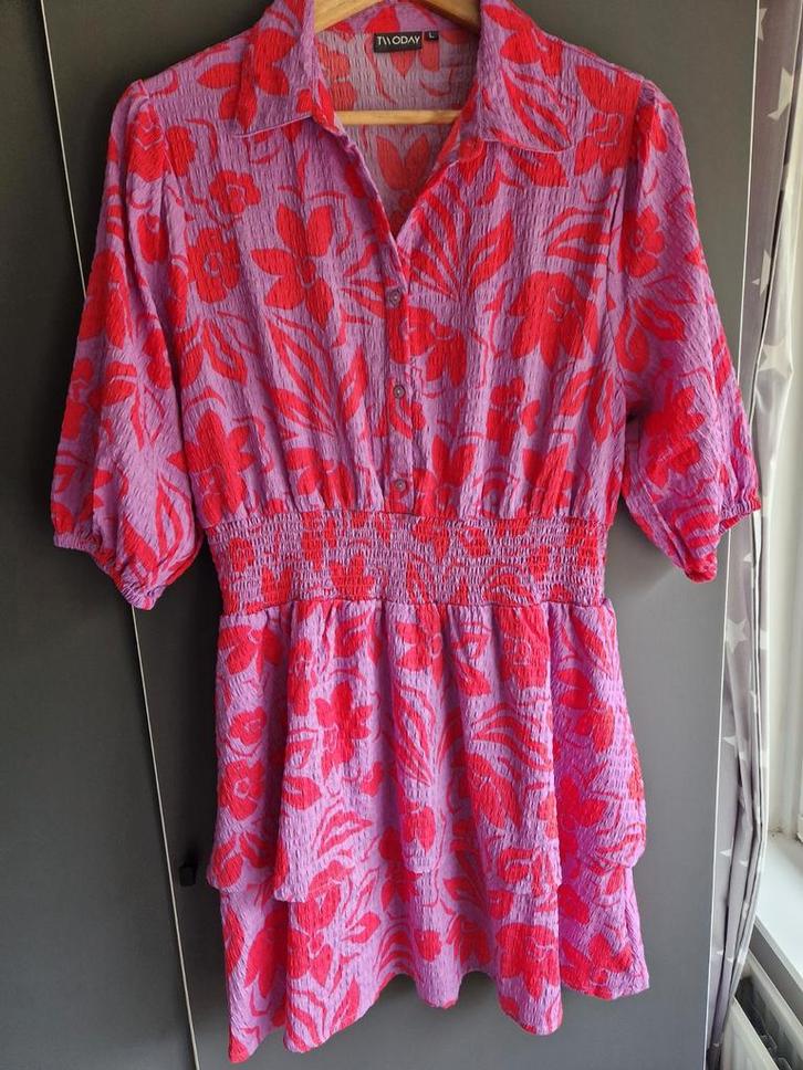 Vrolijk jurkje Scapino maat L, Kleding | Dames, Jurken, Zo goed als nieuw, Maat 42/44 (L), Roze, Boven de knie, Ophalen of Verzenden