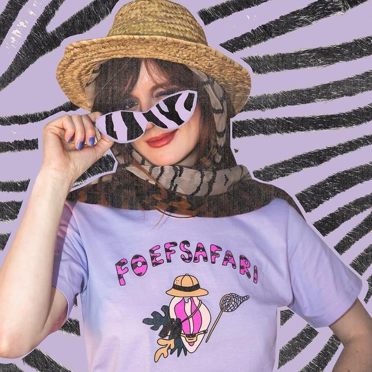 ZGAN t-shirt (S) Merol Foefsafari TITS & Kut.illustraties, Kleding | Dames, T-shirts, Zo goed als nieuw, Paars, Korte mouw, Ophalen of Verzenden