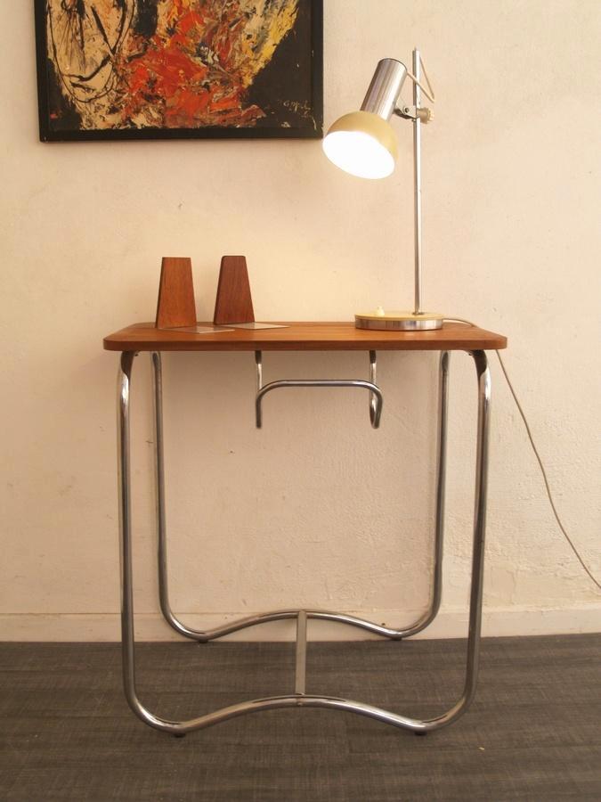 Jaren 50 / art deco buisframe design tafeltje bijzettafel, Antiek en Kunst, Antiek | Meubels | Tafels, Ophalen