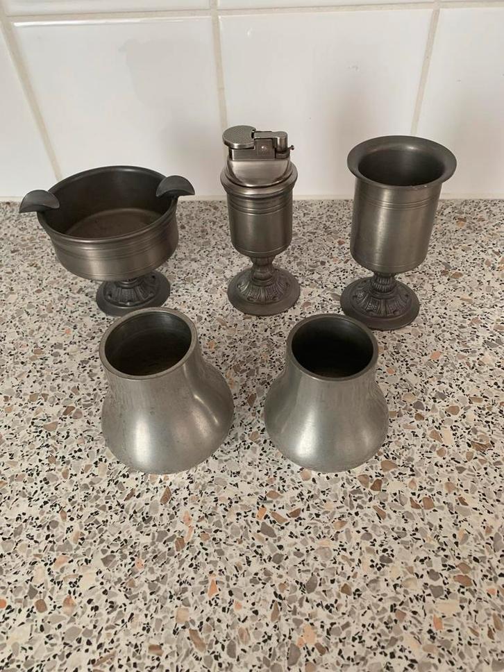 Antiek Tinnen Sigaretten Set, Antiek en Kunst, Antiek | Tin, Ophalen