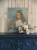 Oud schilderijtje op doek, Ophalen of Verzenden