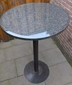 Statafel met granieten blad (rond), gelakt stalen poot, Ophalen, Gebruikt