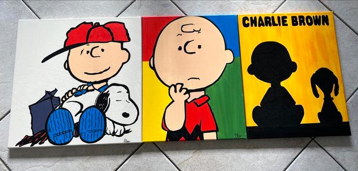 Charlie Brown Canvas Schilderijen - Modern Kunst Triptiek, Antiek en Kunst, Kunst | Schilderijen | Modern, Ophalen