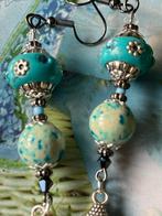 Turquoise Oorbellen met Buddha Hangers, Overige materialen, Hangers, Blauw, Nieuw