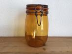 Vintage amber voorraadpot / weckfles. Le Pratique. France., Ophalen of Verzenden, Huis en Inrichting