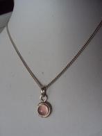 zilveren ketting met hanger rozenkwarts, Gebruikt, Ophalen of Verzenden, Met edelsteen, Zilver