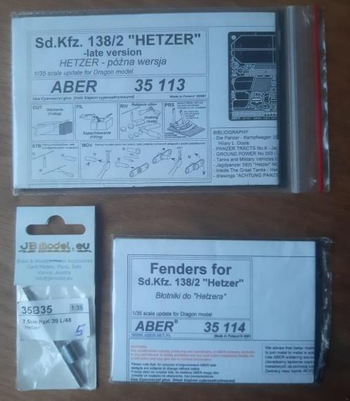 Jagdpanzer 38(t) Hetzer - 2x Aber PE set en alu loopje 1/35, Hobby en Vrije tijd, Modelbouw | Auto's en Voertuigen, Zo goed als nieuw