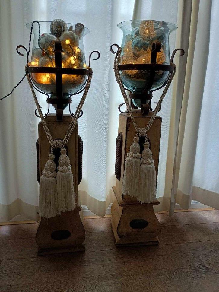 Vintage Unieke grote staande windlichten zwaar kerst, Diversen, Kerst, Gebruikt, Ophalen