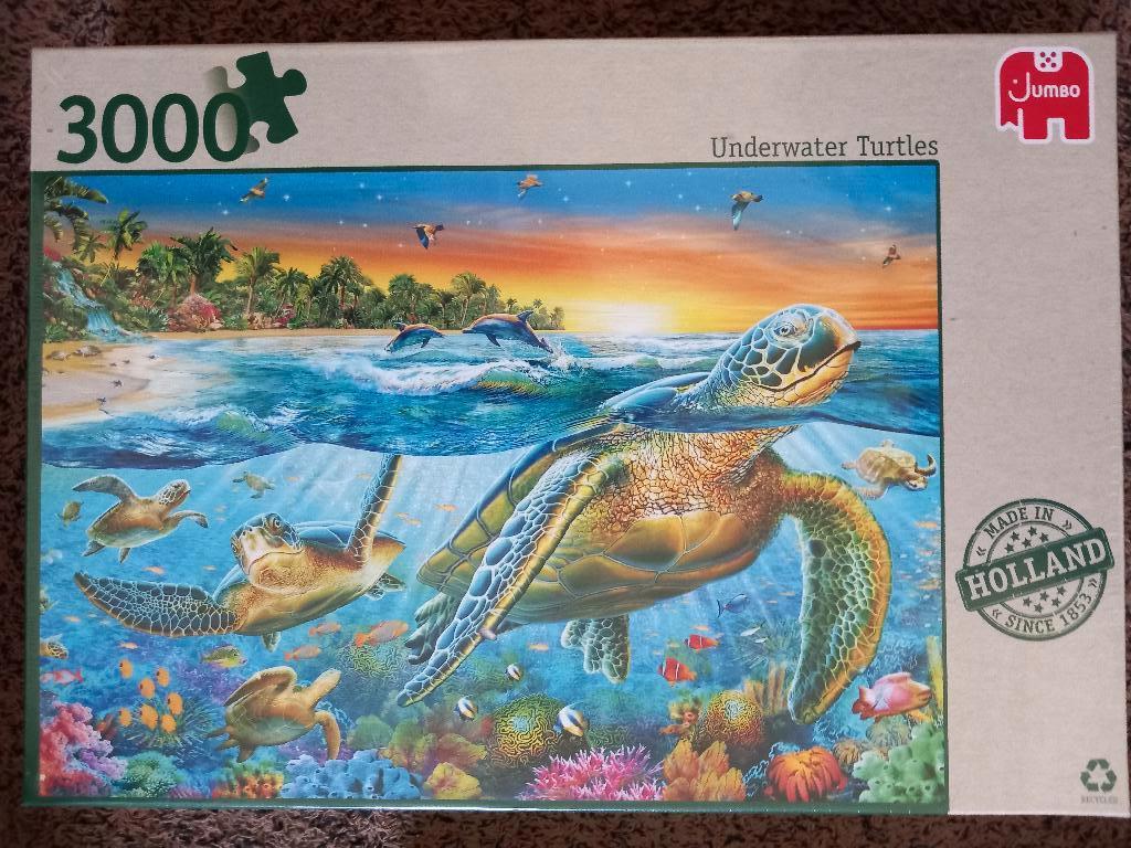 Jumbo puzzel Underwater Turtles schildpadden 3000 stukjes, Ophalen of Verzenden, Meer dan 1500 stukjes, Nieuw, Legpuzzel