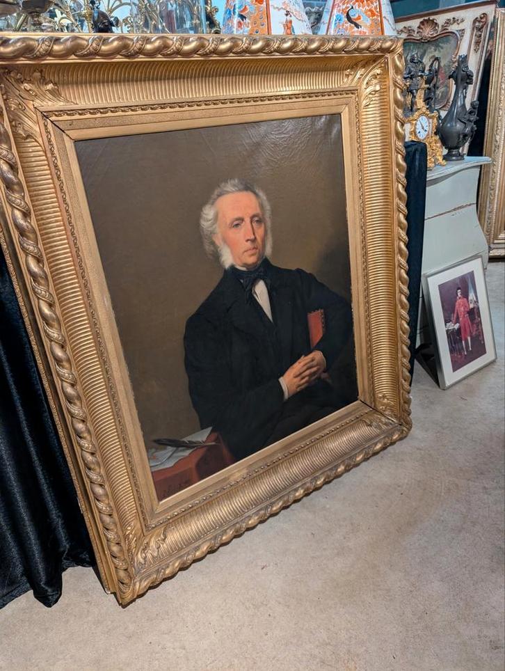 Groot antiek schilderij. €650.   120 x 135 cm, Antiek en Kunst, Kunst | Schilderijen | Klassiek, Ophalen