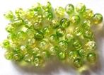 2 kleurige cracklé glas kralen 6 mm groen, Verzenden, Nieuw, Kraal