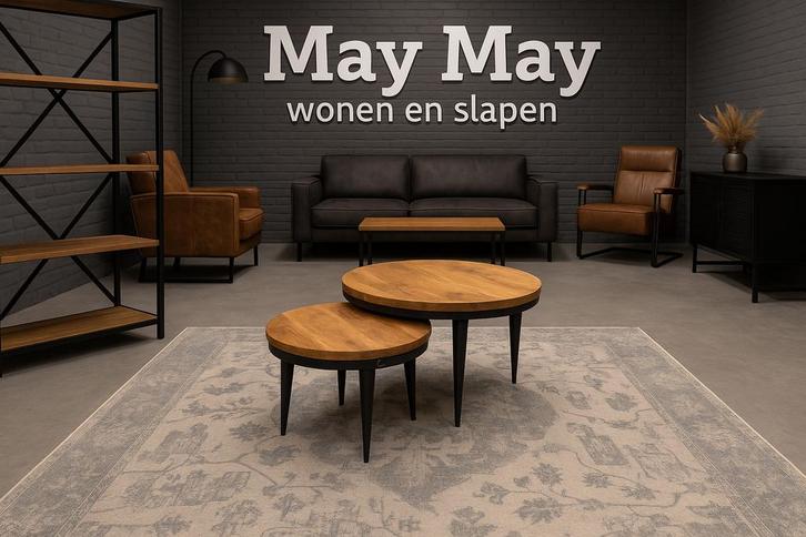 Salontafel set 2-Delig  Mangohout Direct/Leverbaar E-7245, Huis en Inrichting, Tafels | Salontafels, Nieuw, Minder dan 50 cm, 50 tot 100 cm