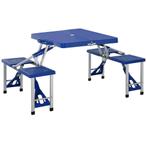 Outsunny Inklapbare Picknicktafel - Blauw, Vierkant, Ophalen of Verzenden, Inklapbaar, Nieuw