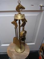 Messing haardstel compleet met paardenhoofden 53 cm hoog, Ophalen of Verzenden, Koper