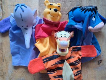 Poppenkastpoppen Winnie de Poeh  Tijgetje  Iejoor Lollifant  beschikbaar voor biedingen