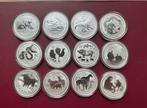 Volledige Lunar II set (2008–2019) – 1 oz zilver – 12 munten, Ophalen of Verzenden, Zilver