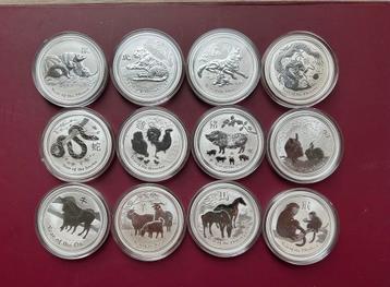 Volledige Lunar II set (2008–2019) – 1 oz zilver – 12 munten beschikbaar voor biedingen