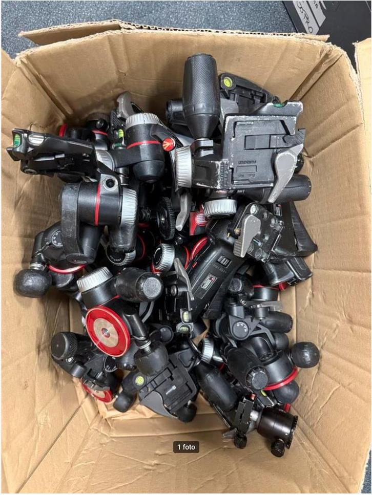 21 Manfrotto Statiefkoppen  Goed/Defect - Partij, Audio, Tv en Foto, Fotografie | Statieven en Balhoofden, Gebruikt, Balhoofd